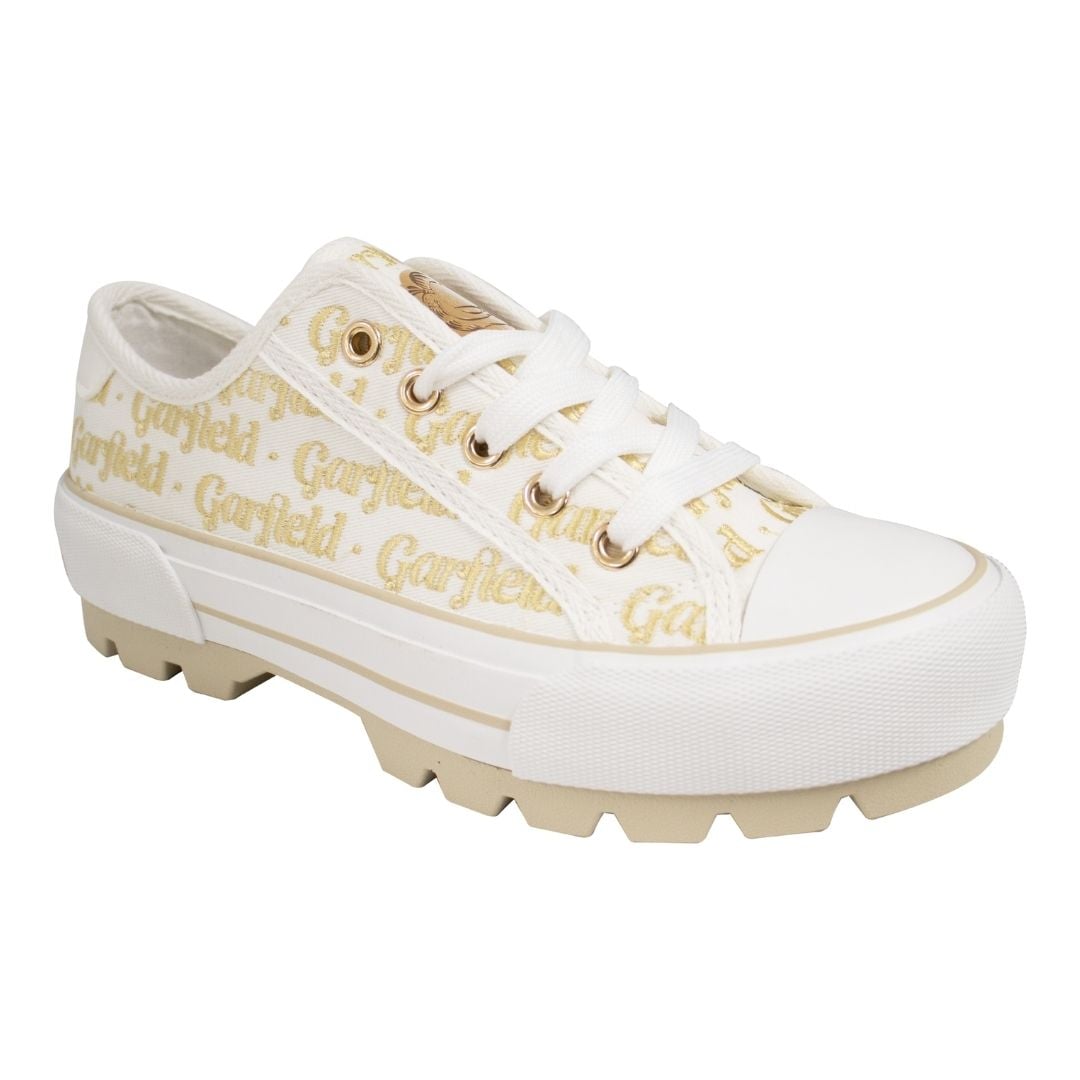 ZAPATILLAS MUJER GARFIELD CASUAL BLANCO Y AMARILLO - 1