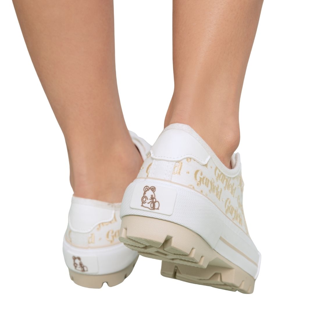 ZAPATILLAS MUJER GARFIELD CASUAL BLANCO Y AMARILLO - 5