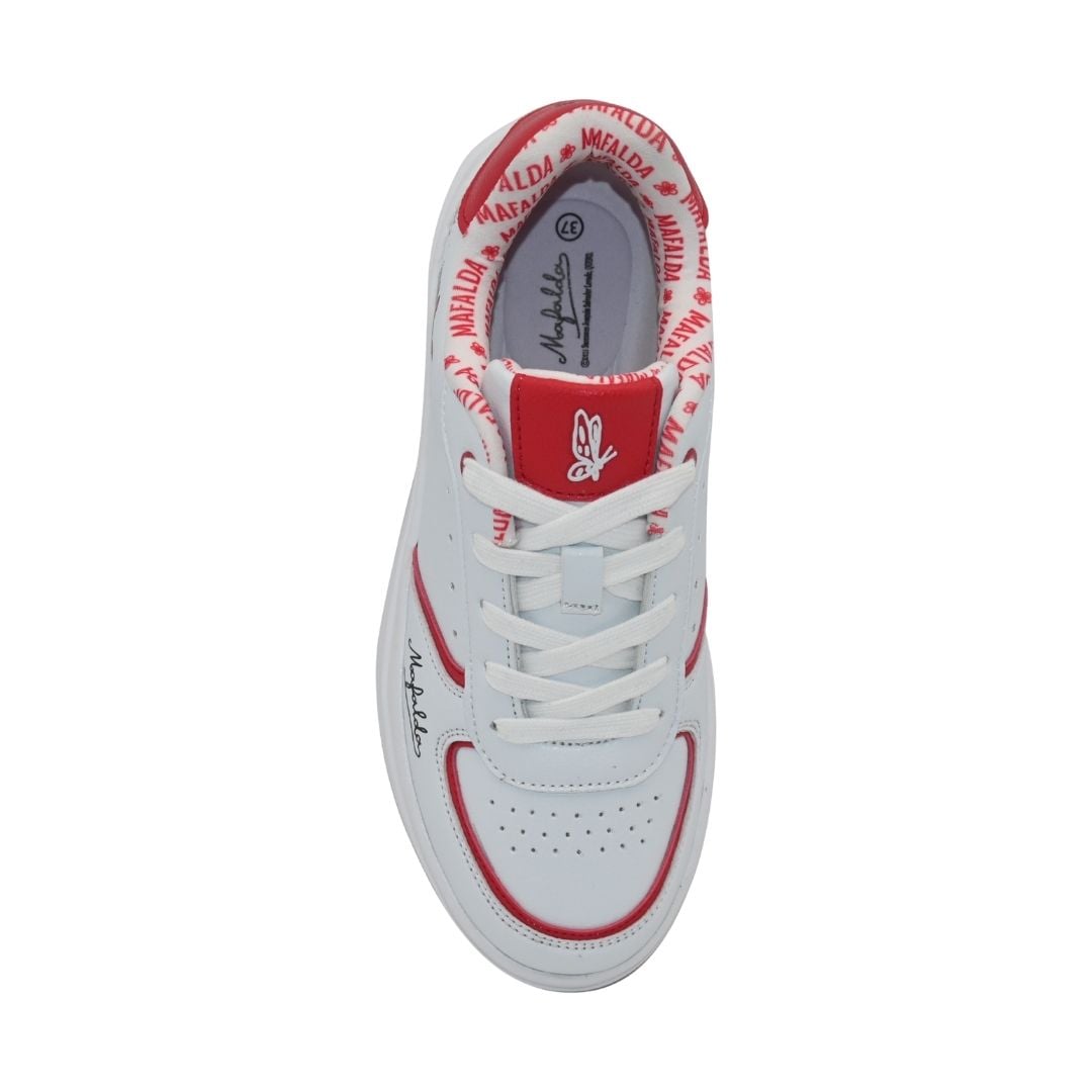 ZAPATILLAS MUJER MAFALDA CASUAL BLANCO Y ROJO - 2