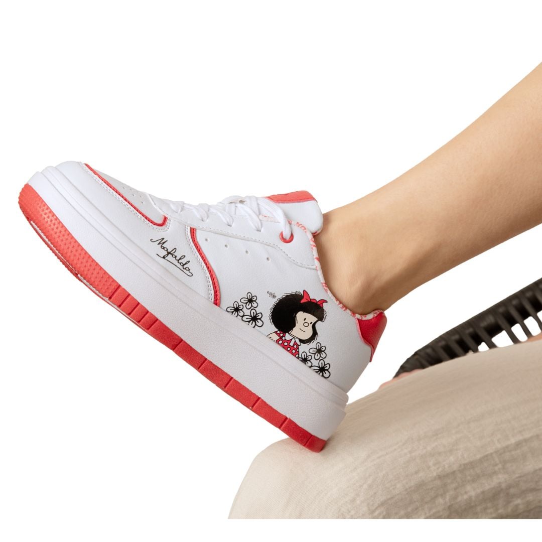 ZAPATILLAS MUJER MAFALDA CASUAL BLANCO Y ROJO - 5