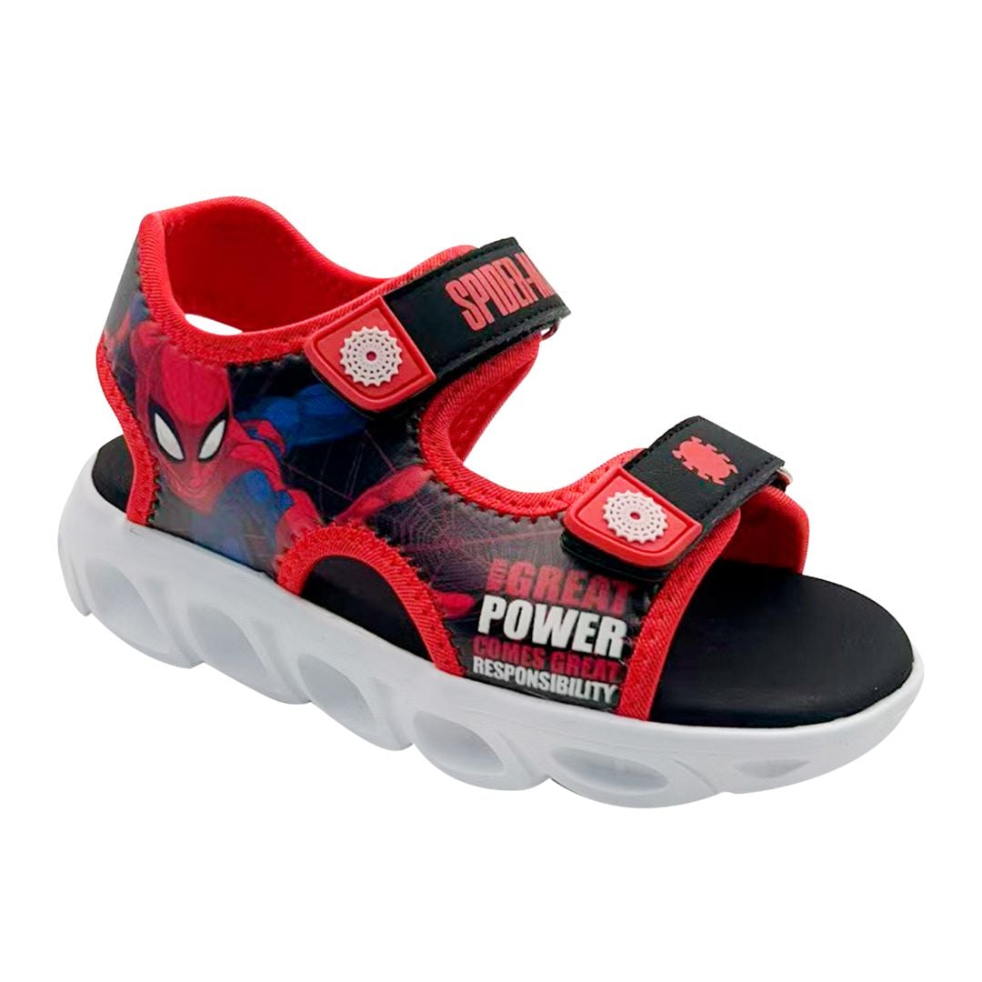 SANDALIAS NIÑO PLAYERA SPIDERMAN ROJO LUCES - 1