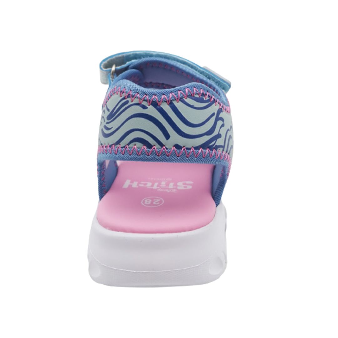 SANDALIAS NIÑA PLAYERA STITCH ANGEL AZUL LUCES - 3
