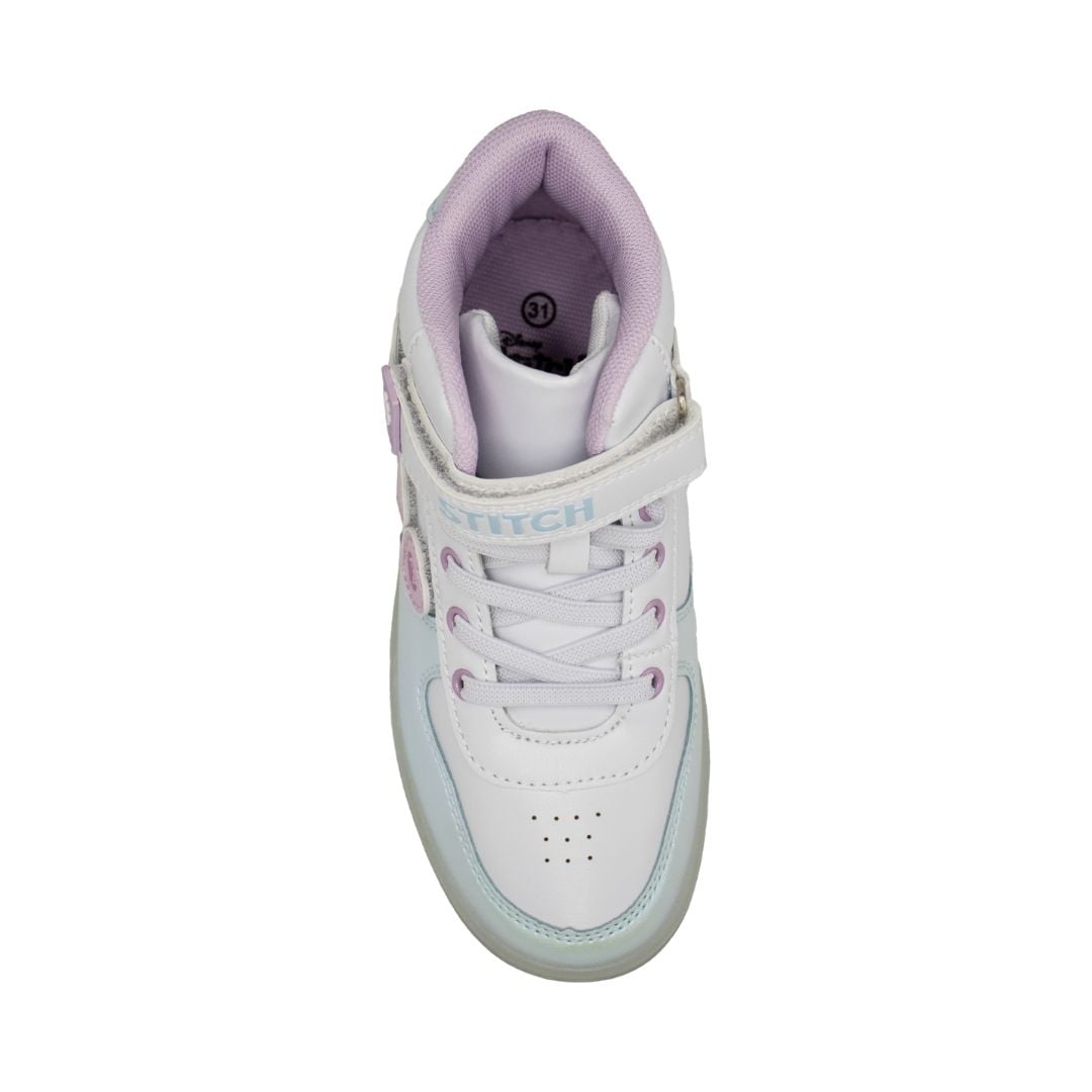Zapatillas Niña Stitch Botin Blanco Celeste Con Luces - 2