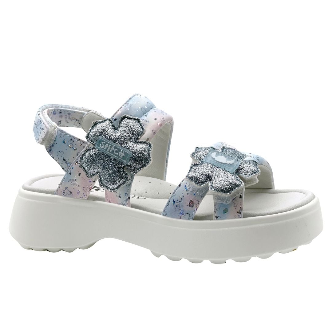 SANDALIAS NIÑA PLATAFORMA STITCH BLANCO - 1