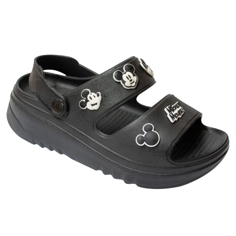 SANDALIAS MUJER PLAYERA PLATAFORMA MICKEY MOUSE NEGRO - 1