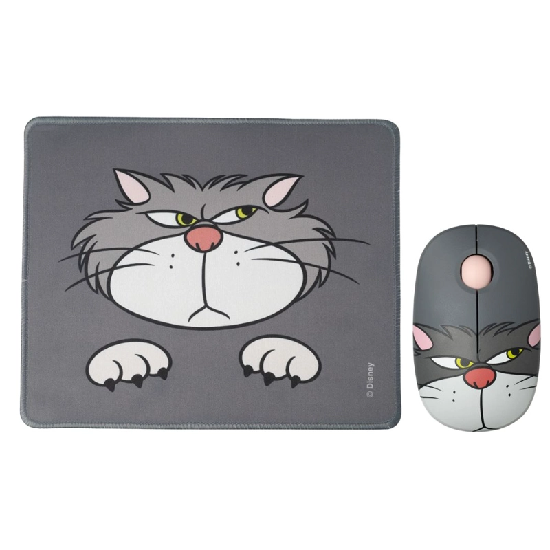 MOUSE INALAMBRICO + PAD DESK GATO LUCIFER DISNEY NEOPRENO ANTIDESLIZANTE 24X20 CM - 1
