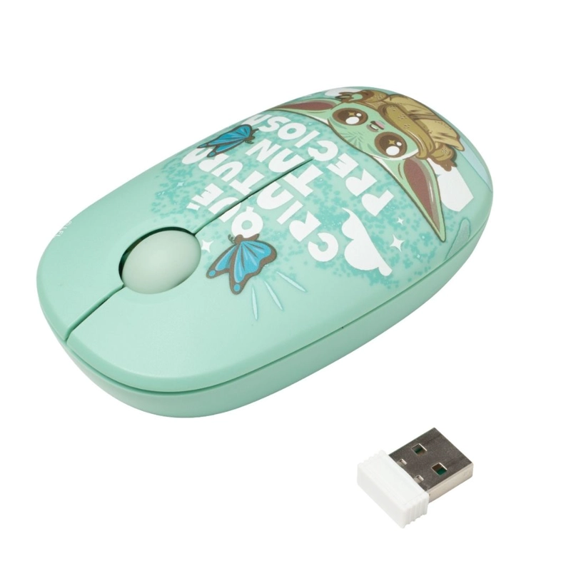 MOUSE INALAMBRICO + PAD DESK STAR WARS BABY YODA NEOPRENO ANTIDESLIZANTE 24X20 CM MOD 1 - 5