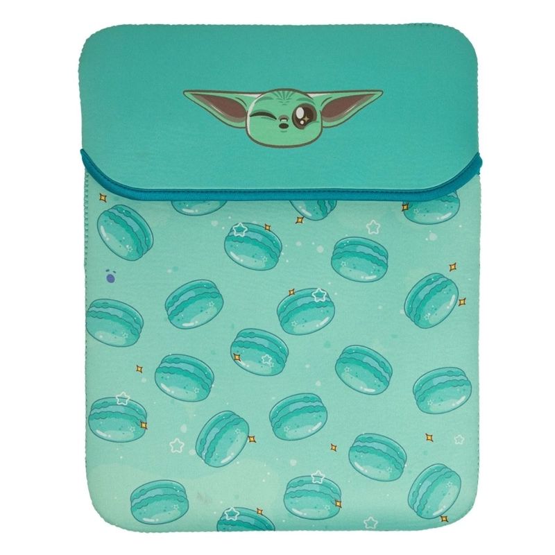 MOUSE INALAMBRICO + FUNDA PARA LAPTOP REVERSIBLE STAR WARS BABY YODA NEOPRENO 15 - 16 PULGADAS MOD 1 - 2