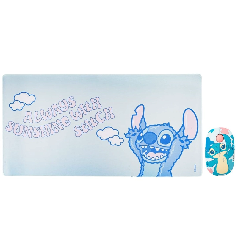 MOUSE INALAMBRICO + PAD DESK STITCH DISNEY NEOPRENO ANTIDESLIZANTE 80X40 CM MOD 1 - 1