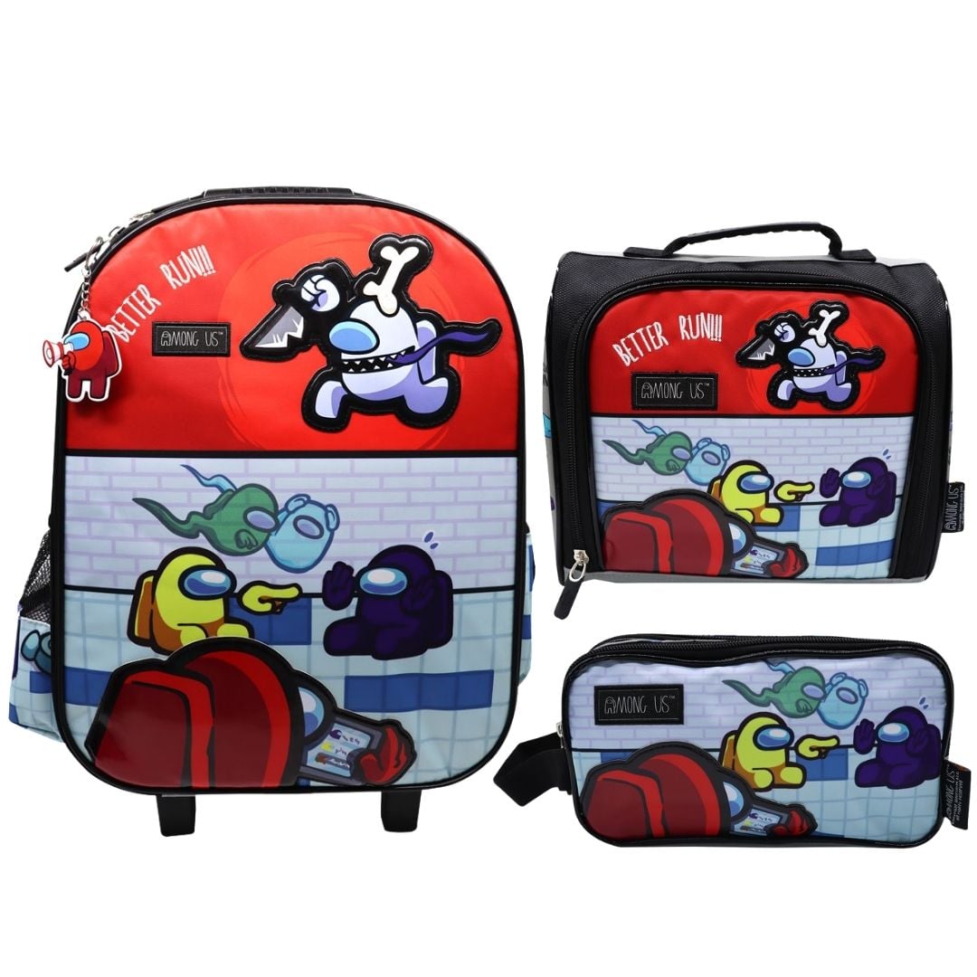PACK ESCOLAR MALETA AMONG US ROJO OFICIO - 1