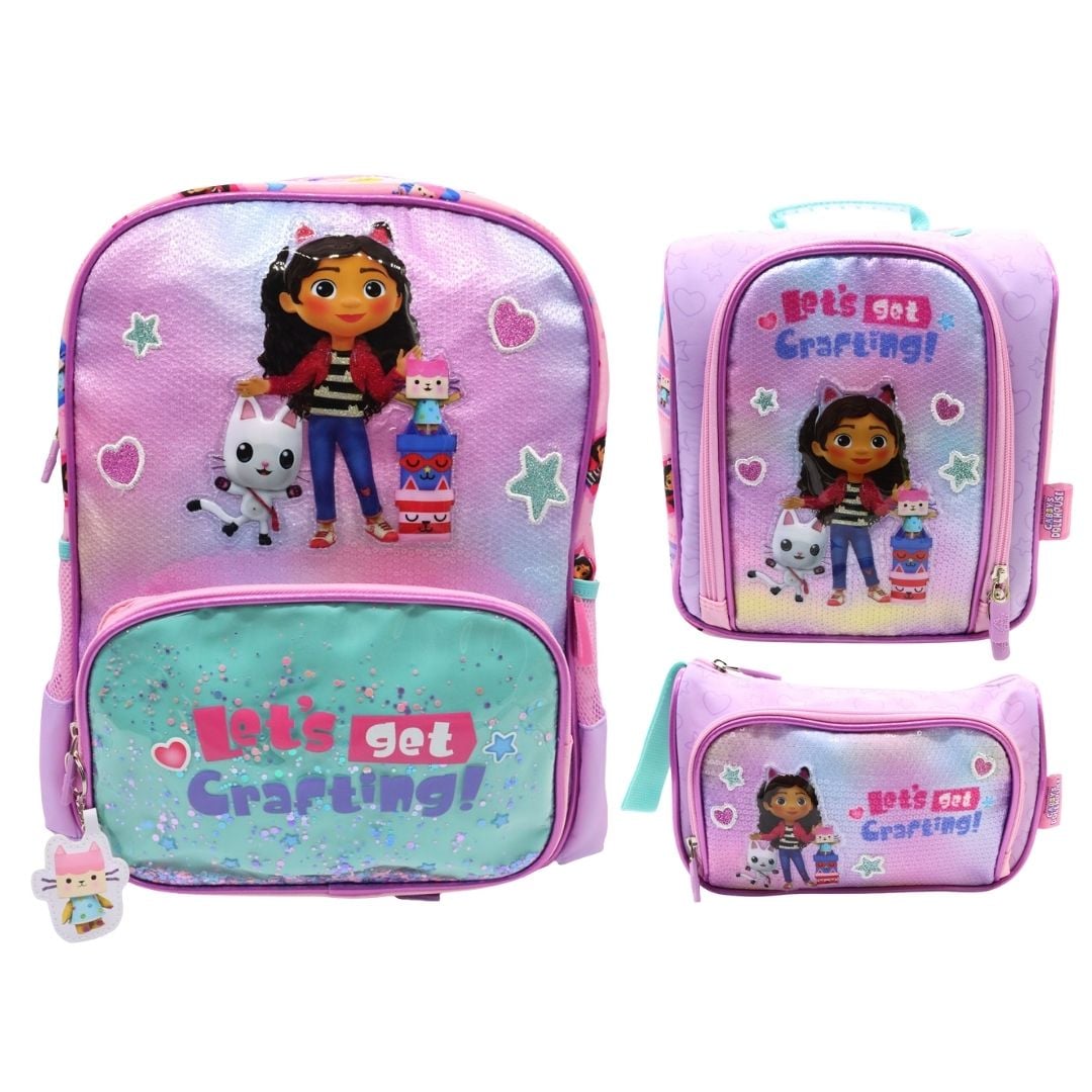 PACK ESCOLAR MOCHILA GABBY DOLLHOUSE BEBE CAJA OFICIO - 1