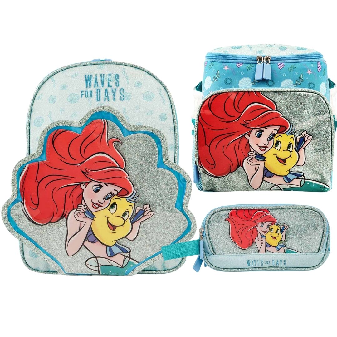 PACK ESCOLAR MOCHILA PRINCESA ARIEL LA SIRENITA NIDO