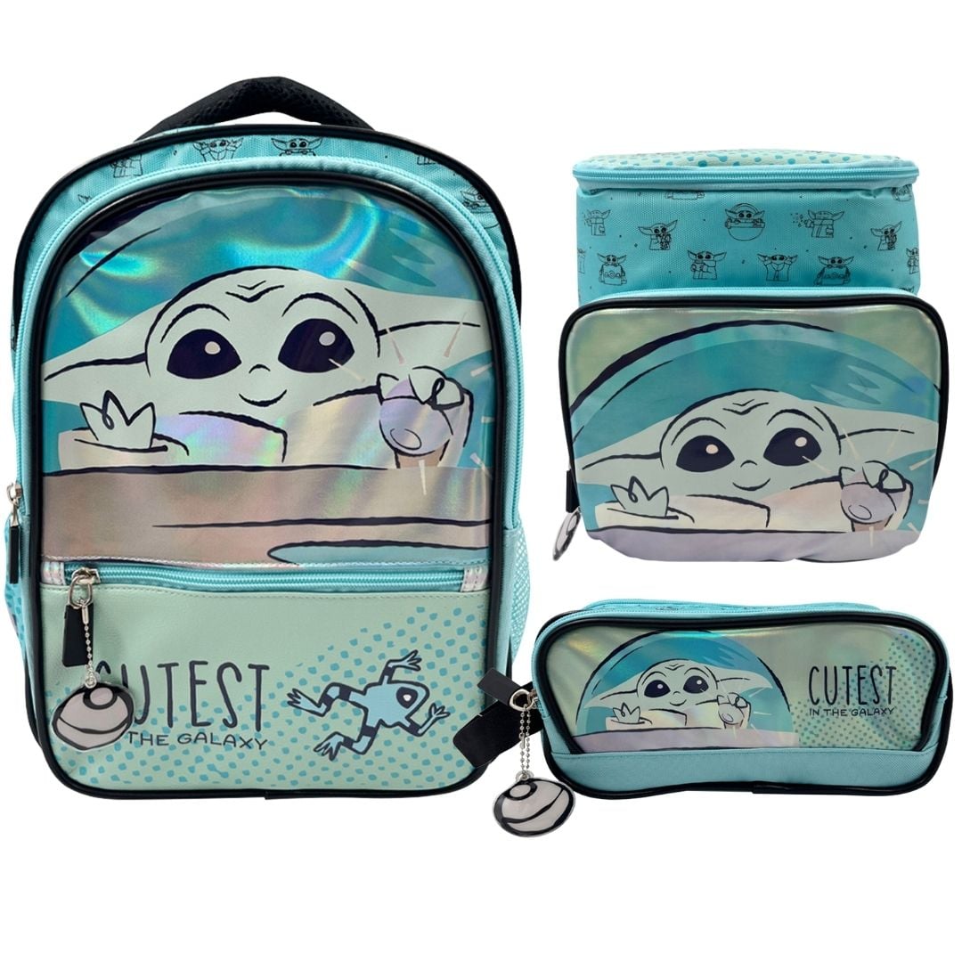 PACK ESCOLAR MOCHILA BABY YODA STAR WARS NIDO - 1