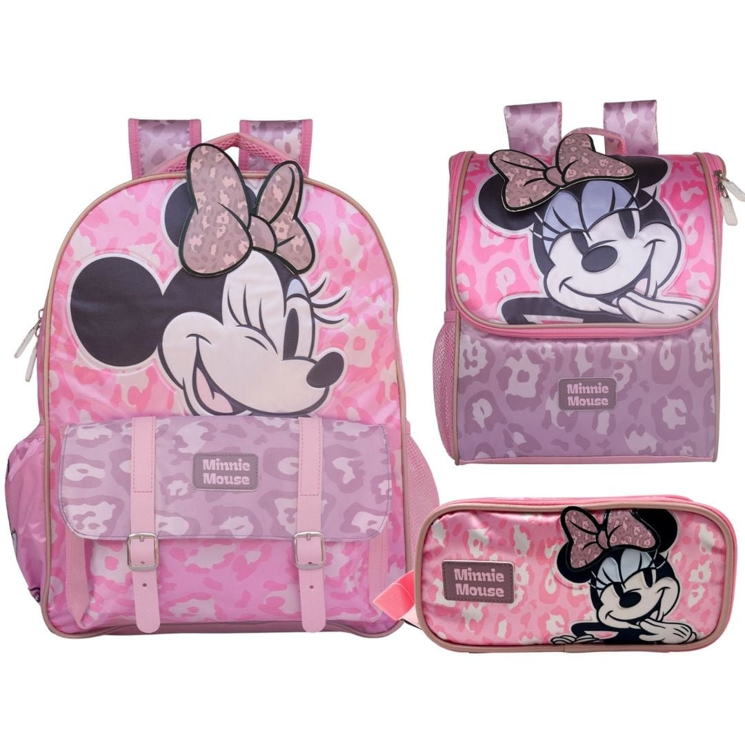 PACK ESCOLAR MOCHILA MINNIE MOUSE ROSADO OFICIO - 1