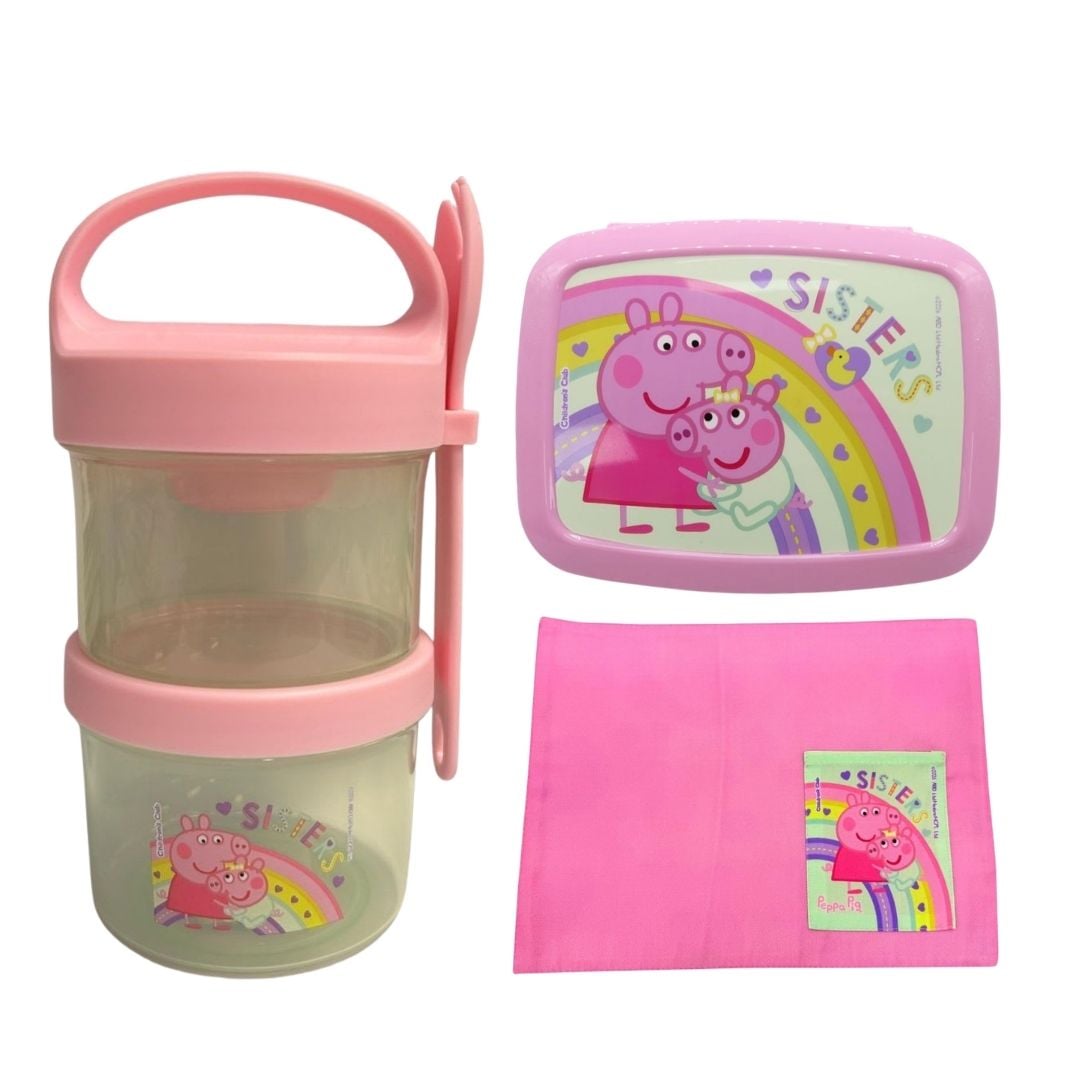 PACK ESCOLAR PEPPA PIG Y EVIE SNACK 720ML + BENTO + INDIVIDUAL - 1