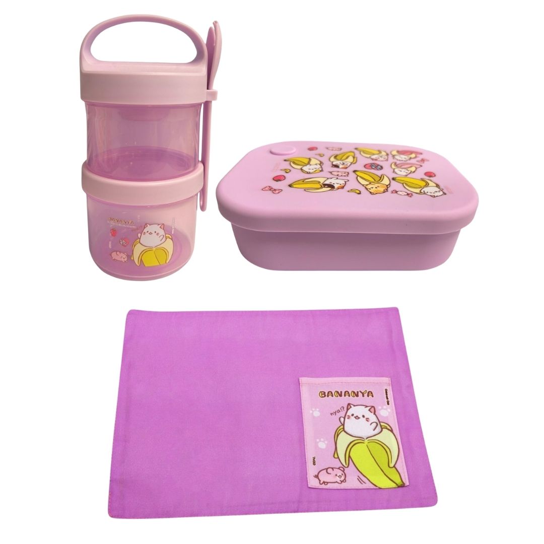 PACK ESCOLAR BANANYA TAPER SNACK 720ML + TAPER DE SILICONA 770ML+ INDIVIDUAL - 1