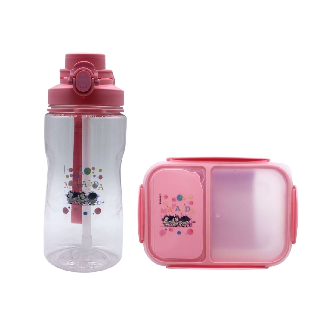PACK ESCOLAR MAFALDA TOMATODO CON CAÑITA 1250ML + TAPER 1200ML - 1