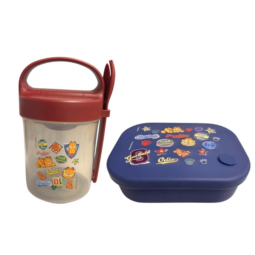 PACK ESCOLAR GARFIELD TAPER CON CUCHARA 560ML + TAPER SILICONA 770ML - 1