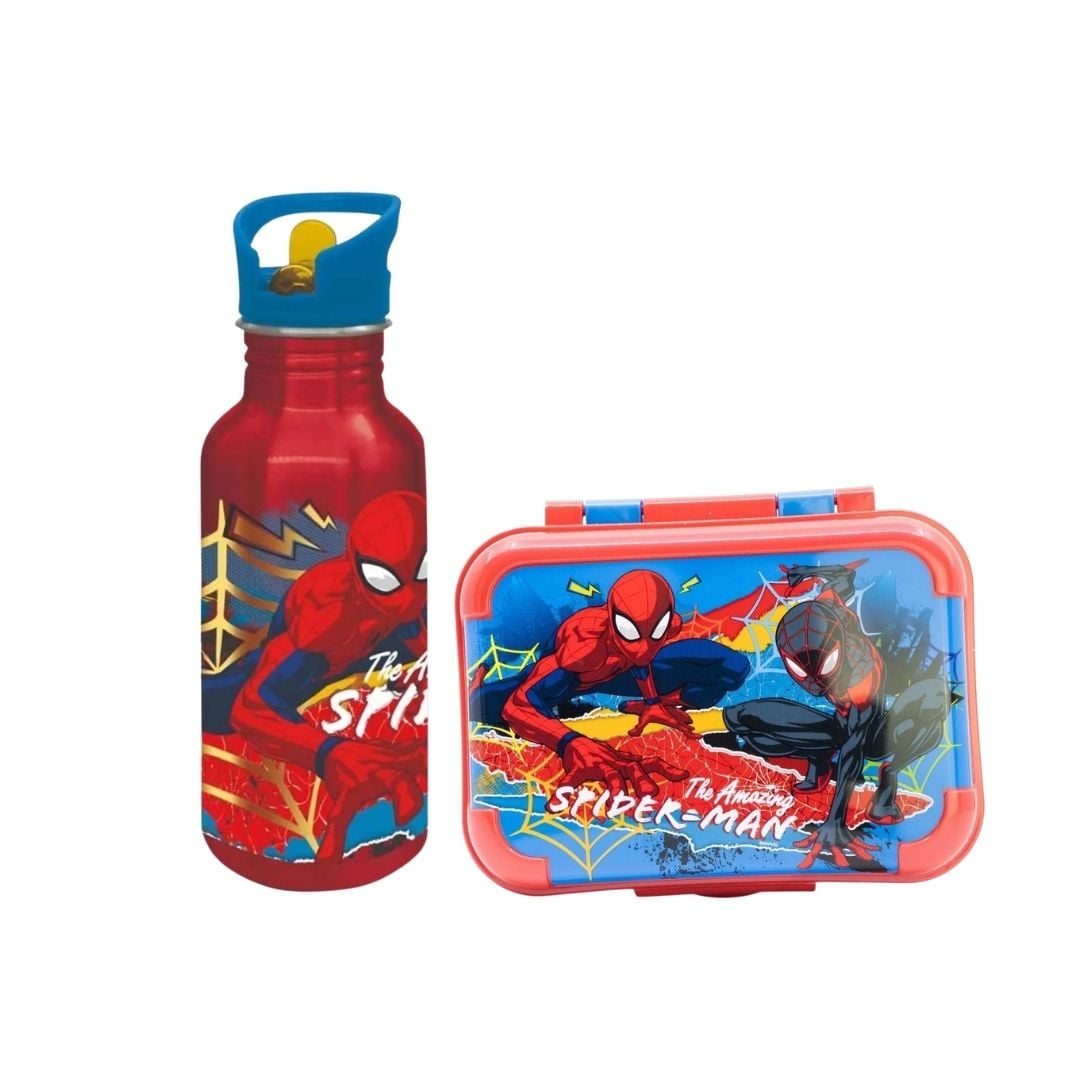 PACK ESCOLAR SPIDERMAN TOMATODO CON CAÑITA 545ML + TAPER 17 X 13 X 6 CM - 1