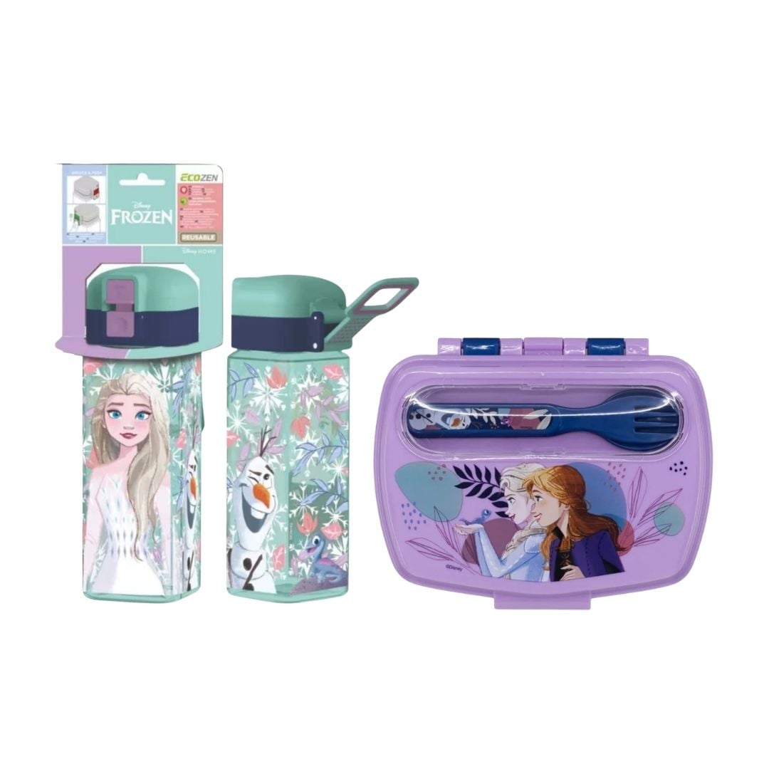 PACK ESCOLAR FROZEN TOMATODO CON PICO 550ML + TAPER CON CUBIERTOS - 1