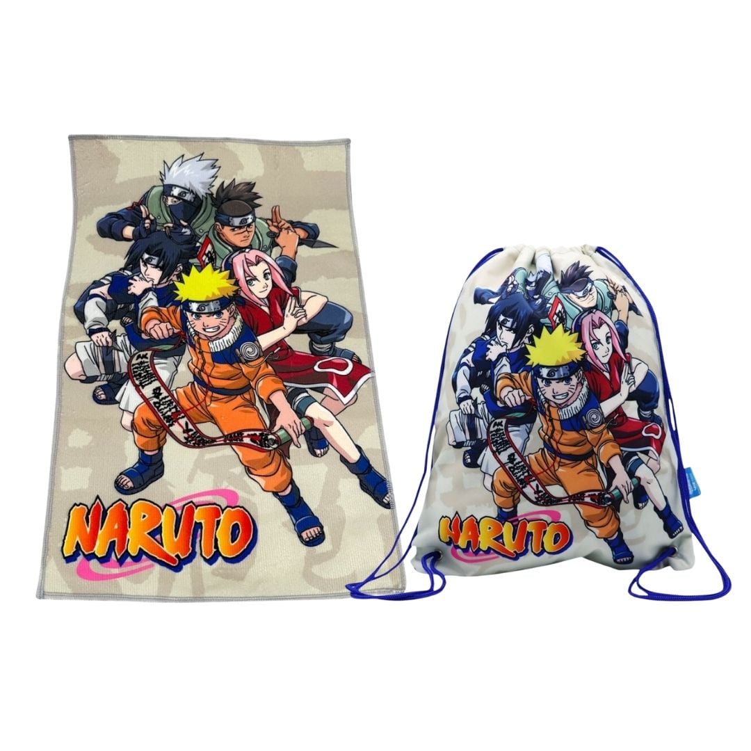 PACK ESCOLAR NARUTO SET DE TOALLAS 28X36CM + BOLSA DE ASEO 42X34 CM - 1