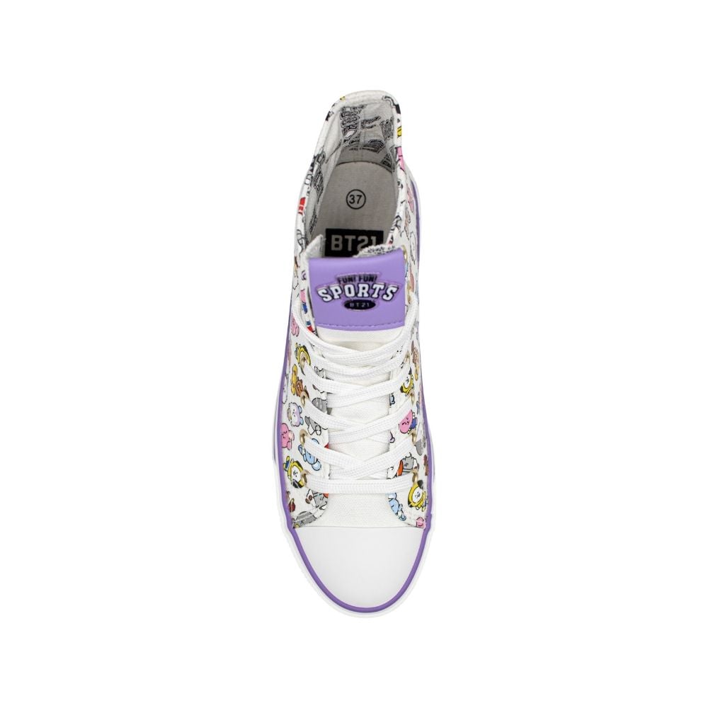 ZAPATILLAS URBANAS BOTIN MUJER BT21 BTS KPOP KAWAI BLANCO LILA - 2