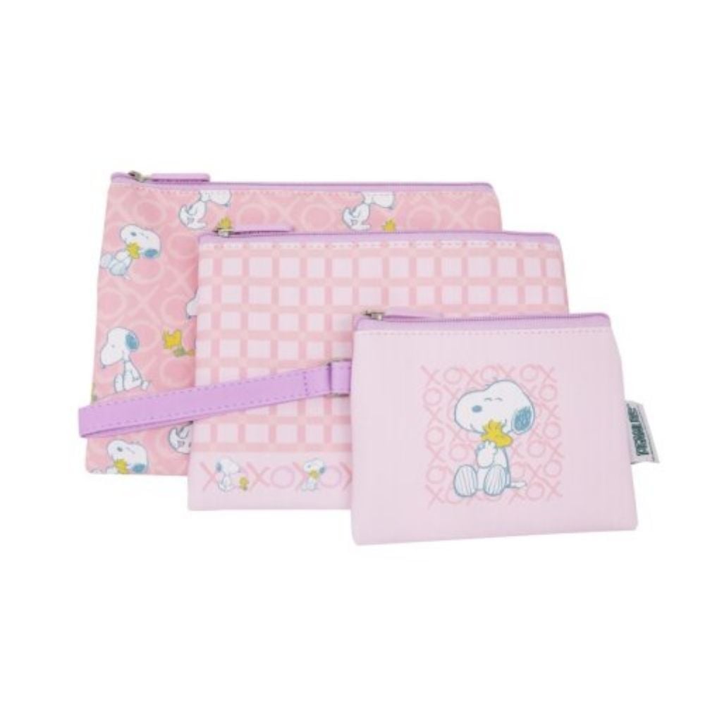 SET DE ESTUCHES X3 SNOOPY PEANUTS ROSADO - 1