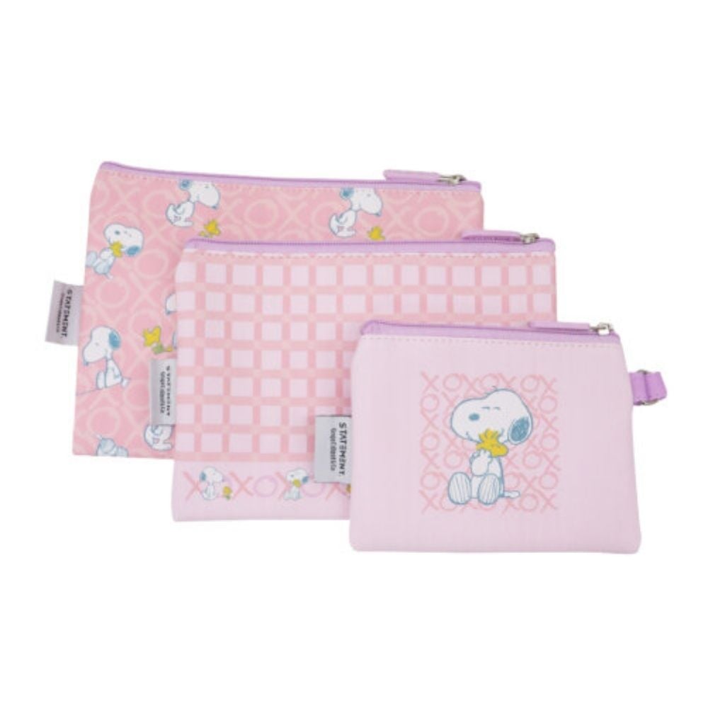 SET DE ESTUCHES X3 SNOOPY PEANUTS ROSADO - 2