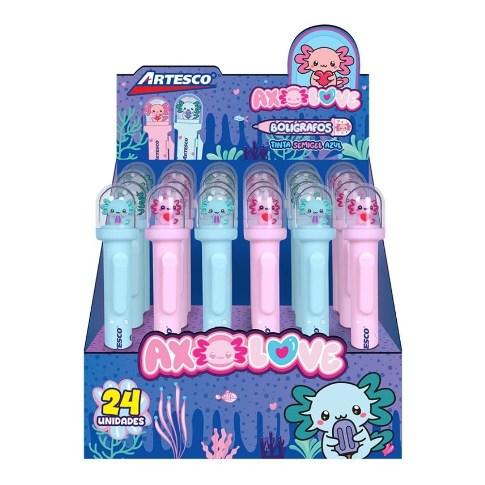 LAPICERO ARTESCO SEMI GEL AXOLOVE AJOLOTE AZUL - 1