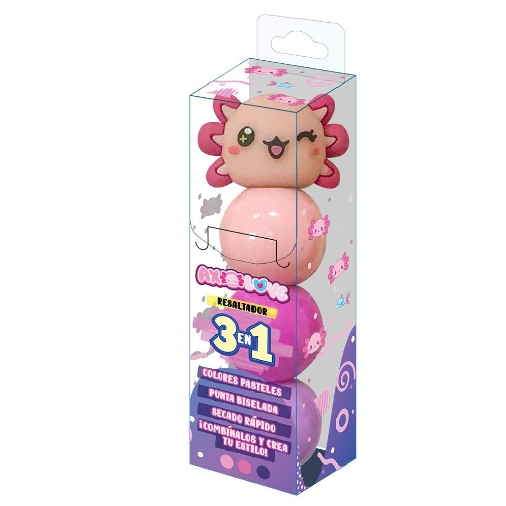 RESALTADOR PASTEL ARTESCO AXOLOVE AJOLOTE 3 EN 1 - 1