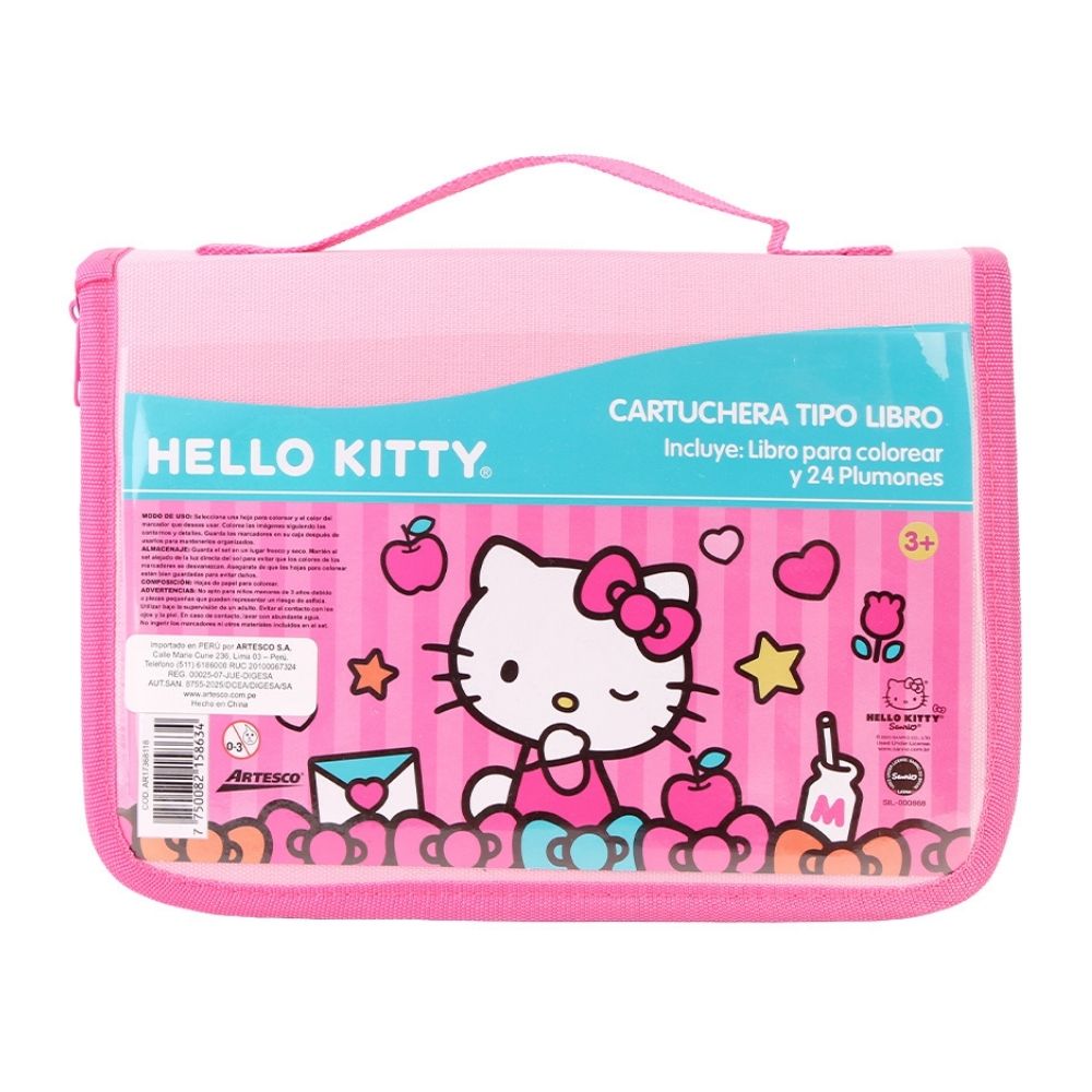 Cartuchera Artesco Hello Kitty con 24 Plumones - 1