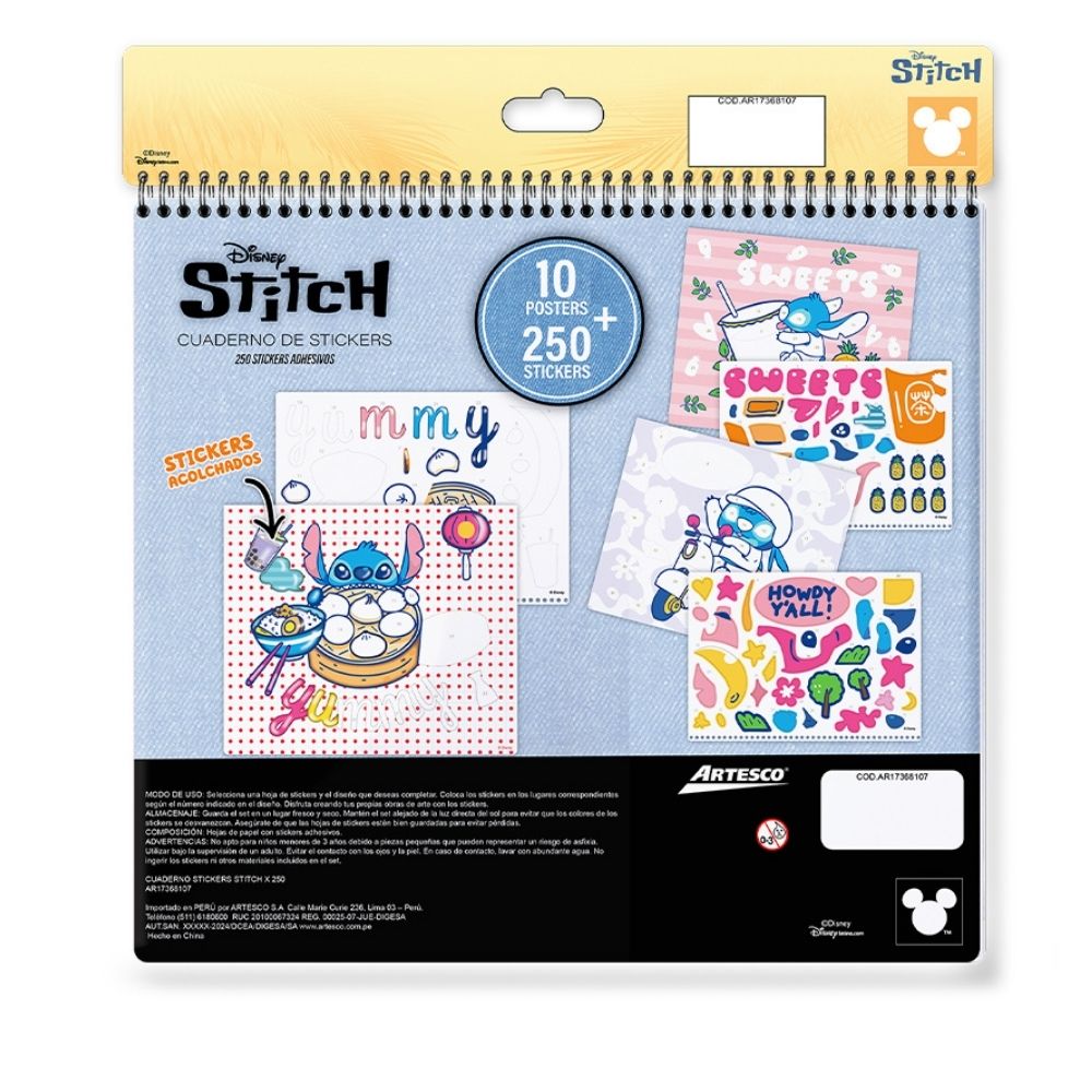 CUADERNO DE STICKERS ARTESCO 250 STICKERS STITCH - 3
