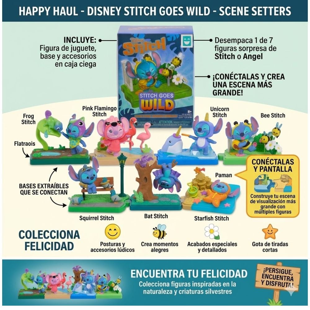 Figura Sorpresa Coleccionable Stitch Goes Wild Disney Serie Happy Haul - 2