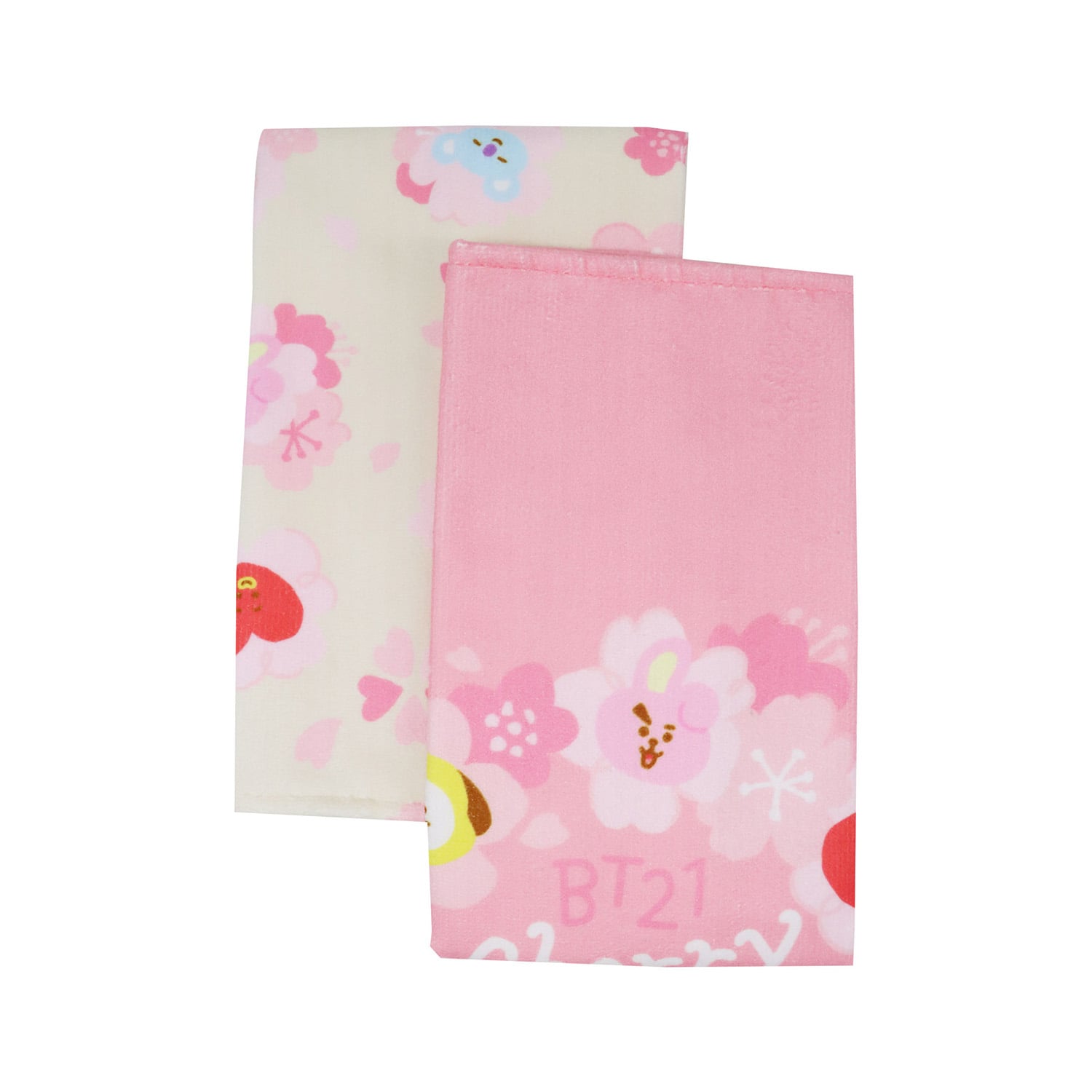 SET DE TOALLAS X2 BTS BT21 KAWAI ROSADO BLANCO - 1