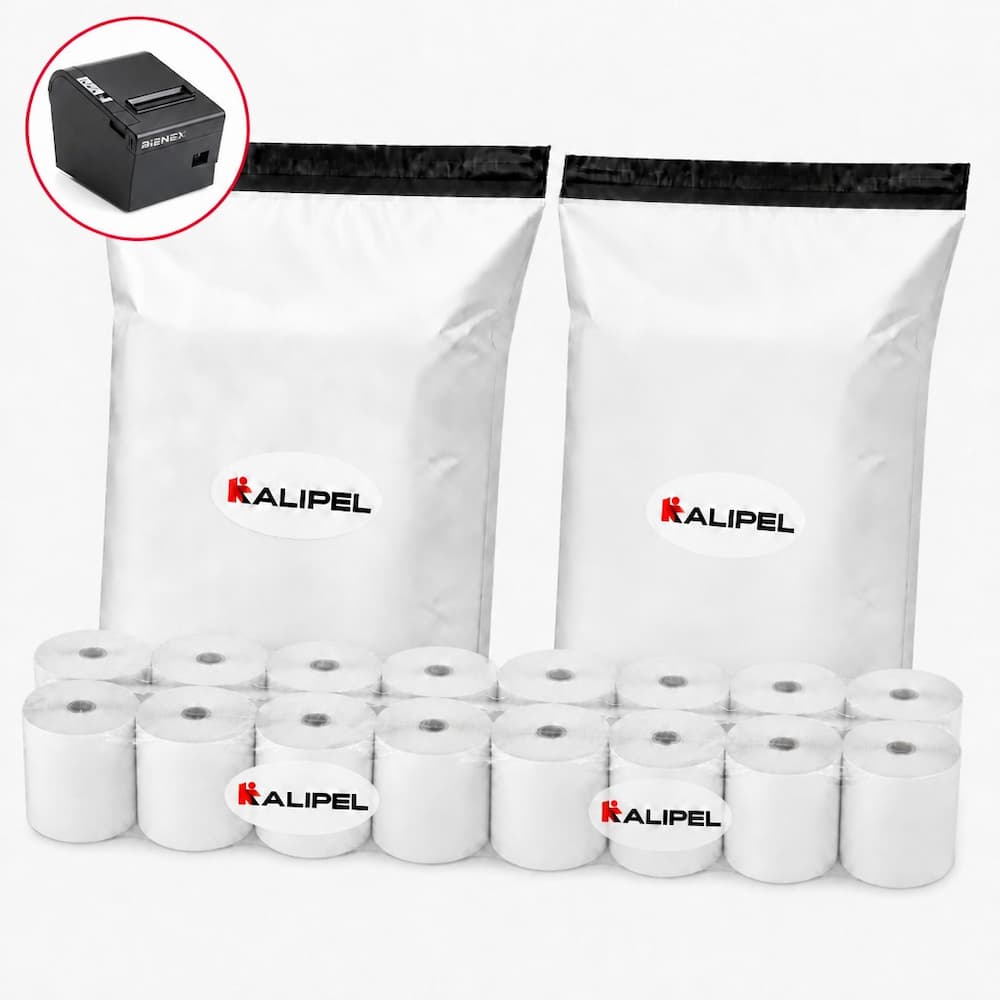 PAPEL TÉRMICO KALIPEL CON20808055 20 ROLLOS 55GR CONTOMETRO 80X80MM - 2