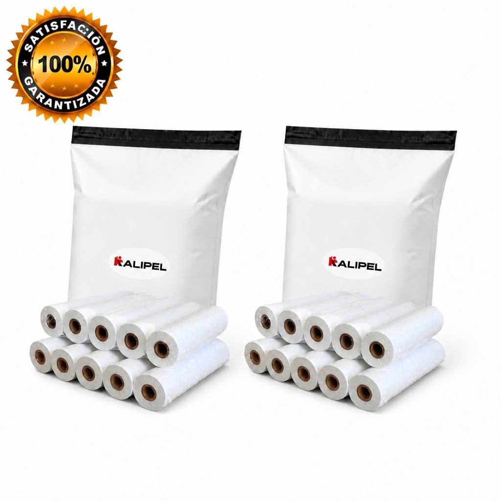 PAPEL TERMICO 100 ROLLOS 80X40MM 55GR CALIDAD PREMIUM CONTOMETRO KALIPEL - 1