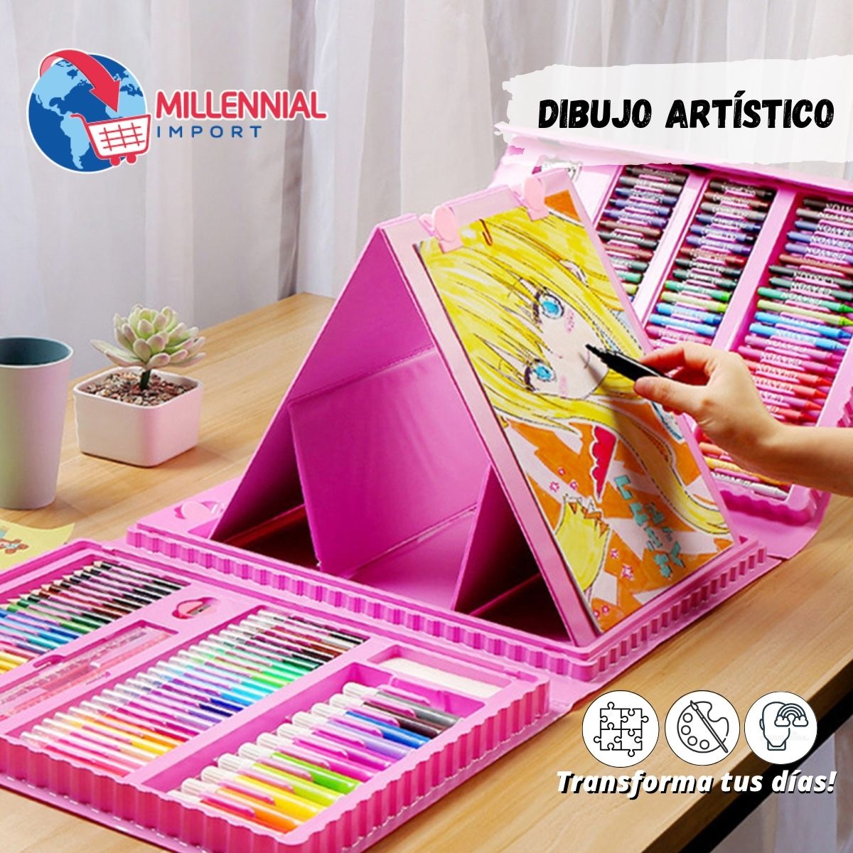 MEGA SET DE ARTE Y DIBUJO PARA NIÑOS 208 PIEZAS - 7