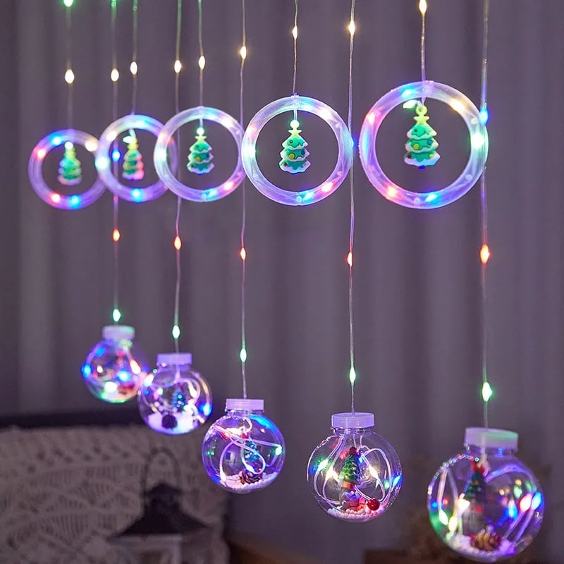 LUCES MILLENNIAL IMPORT MULTICOLOR DECORACION NAVIDAD CORTINA CON FIGURAS - 1