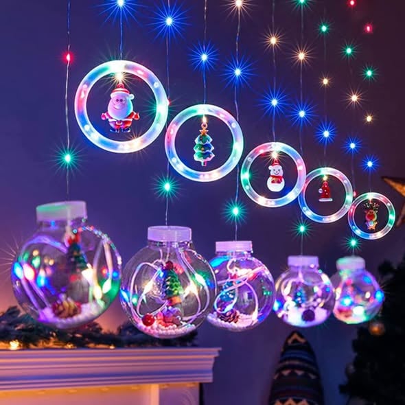 LUCES MILLENNIAL IMPORT MULTICOLOR DECORACION NAVIDAD CORTINA CON FIGURAS - 2