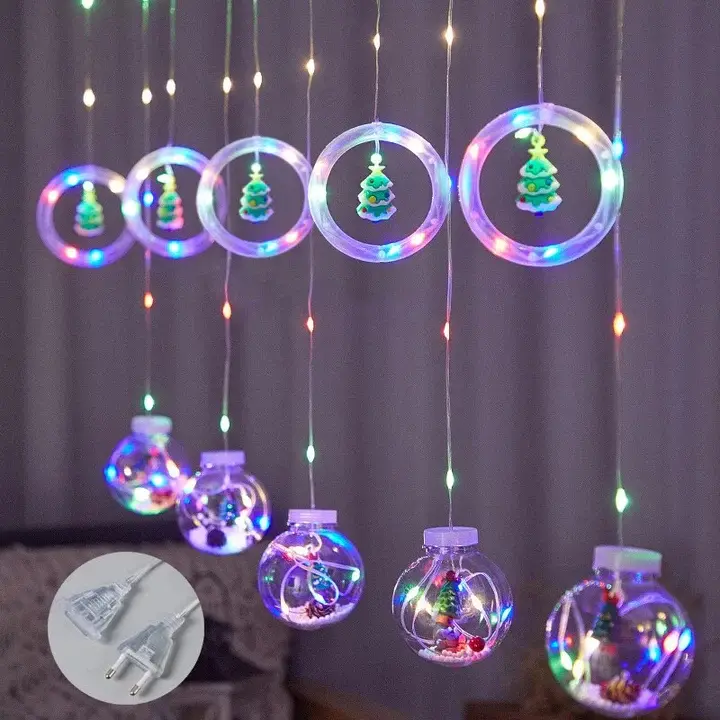 LUCES MILLENNIAL IMPORT MULTICOLOR DECORACION NAVIDAD CORTINA CON FIGURAS - 8