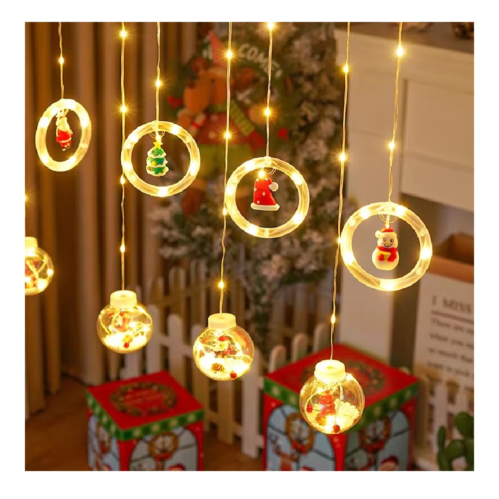 LUCES MILLENNIAL IMPORT MULTICOLOR NAVIDAD CORTINA CON FIGURAS NAVIDEÑAS 3M LUZ AMBAR - 1
