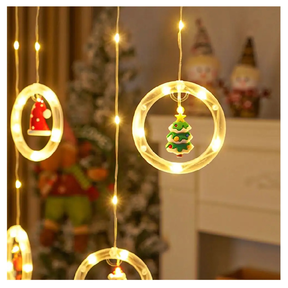 LUCES MILLENNIAL IMPORT MULTICOLOR NAVIDAD CORTINA CON FIGURAS NAVIDEÑAS 3M LUZ AMBAR - 8