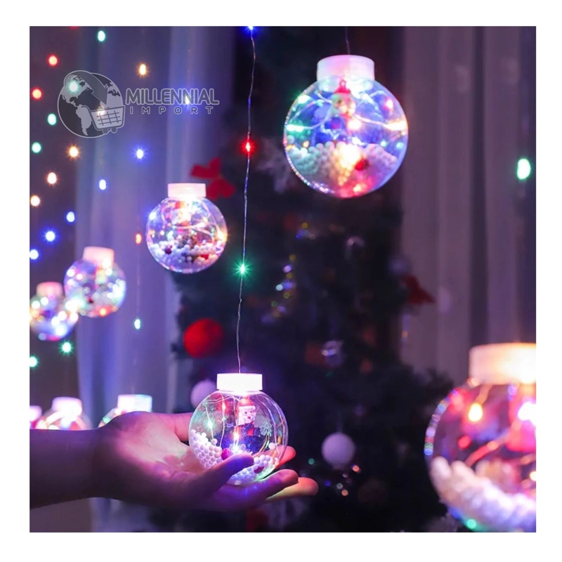CORTINA DE LUCES DE NAVIDAD LED GUIRNALDA BOLAS DE NAVIDAD - MULTICOLOR - 1