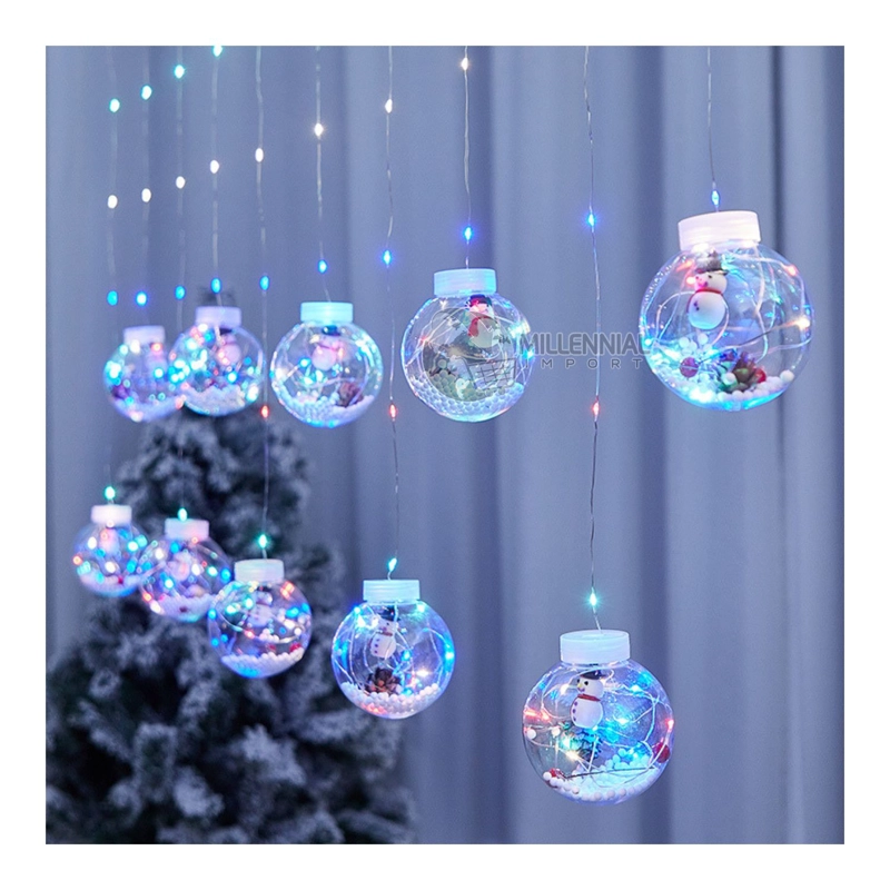 CORTINA DE LUCES DE NAVIDAD LED GUIRNALDA BOLAS DE NAVIDAD - MULTICOLOR - 2