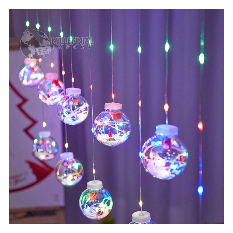 CORTINA DE LUCES DE NAVIDAD LED GUIRNALDA BOLAS DE NAVIDAD - MULTICOLOR - 4