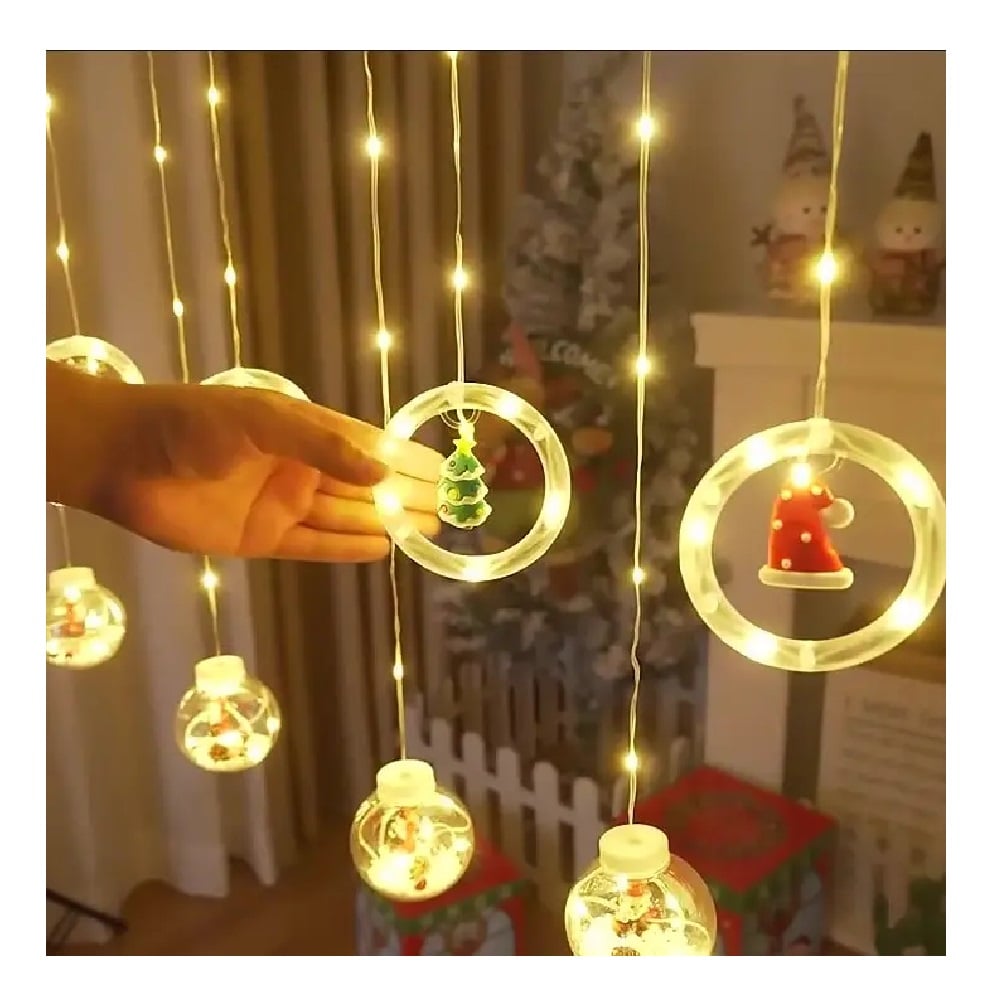 LUCES LED DE NAVIDAD DECORACION CORTINA CON FIGURAS CÁLIDO 3M - 5