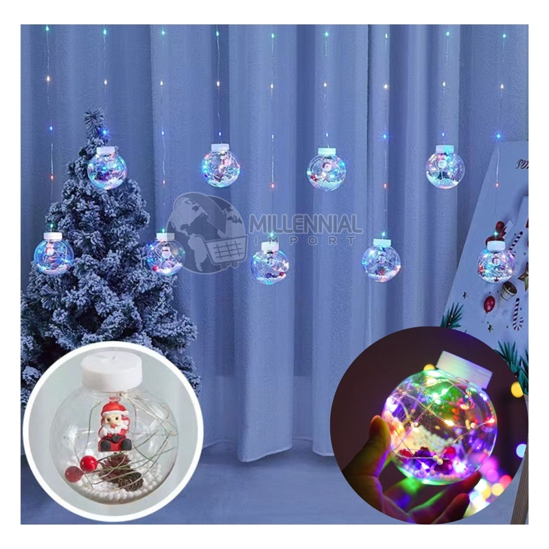 LUCES DE NAVIDAD CORTINA MODELO ESFERA CON FIGURAS MULTICOLOR - 8