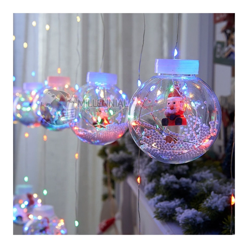 LUCES DE NAVIDAD CORTINA MODELO ESFERA CON FIGURAS MULTICOLOR - 9