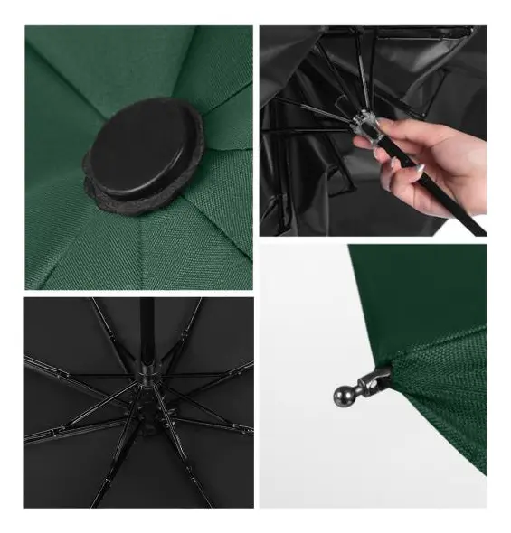 SOMBRILLA DE MANO PARAGUAS PLEGABLE PARA EL SOL Y LLUVIA COLOR VERDE MILITAR - 6