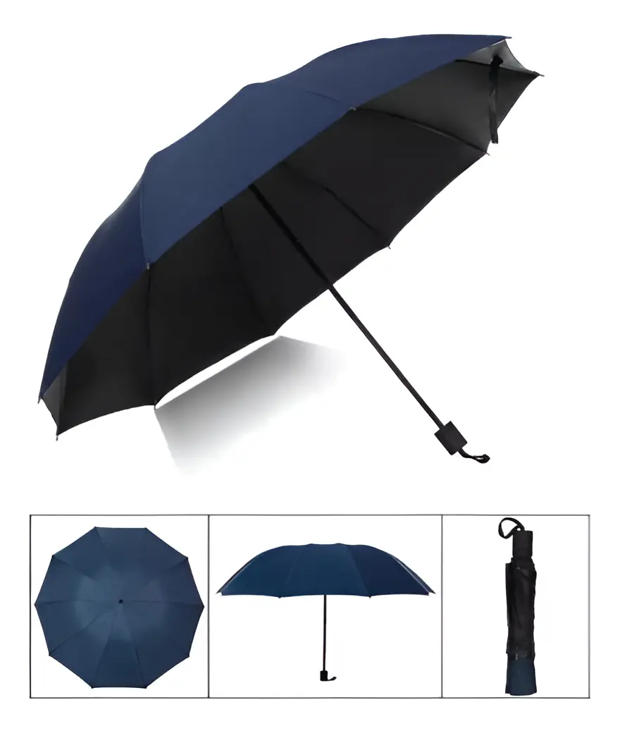 SOMBRILLA PARAGUAS DE CARTERA PLEGABLE CON PROTECCIÓN UV COLOR AZUL - 2